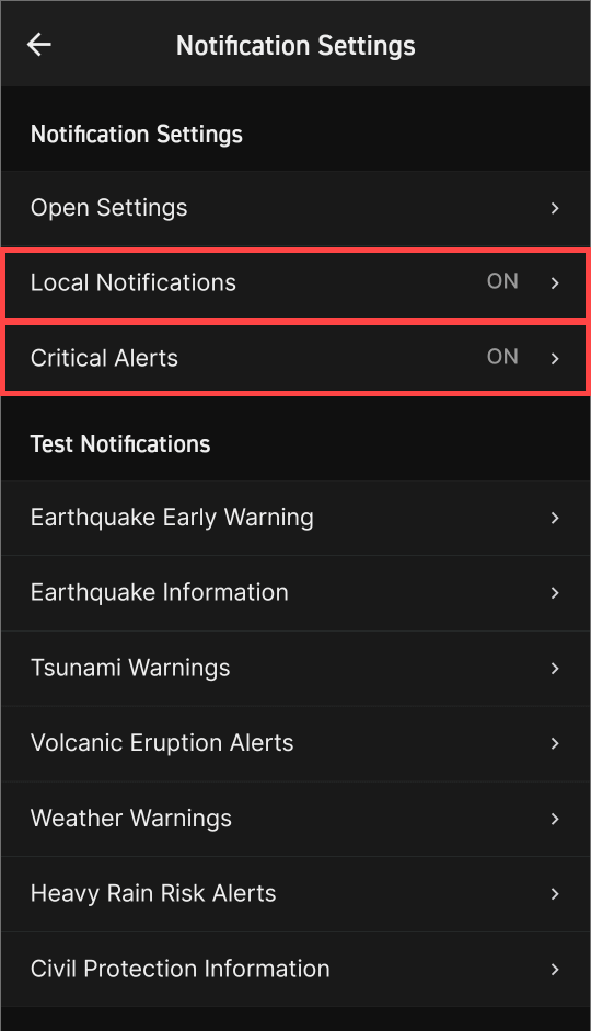 Tap Push Notifications found under Settings in the Menu tab