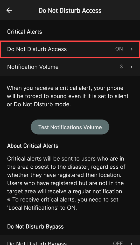 Enable access to Do Not Disturb mode